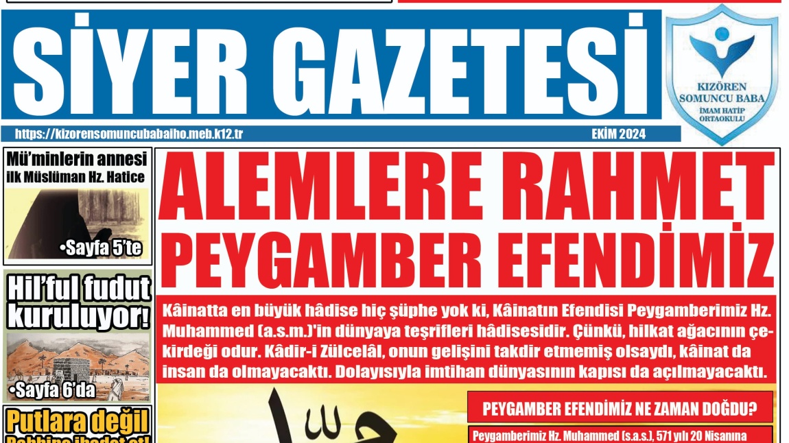 Okulumuz Öğrencileri Tarafından Hazırlanan Siyer Gazetesi Ekim Sayısı Yayında